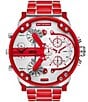 Color:Red - Image 1 - Men's Mr. Daddy 2.0 Chronograph Red Enamel and Stainless Steel Watch
