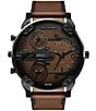 Diesel Men's Mr. Daddy Slim Multifunction Brown Leather Strap Watch, Color:Brown - Image 1