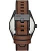 Color:Brown - Image 3 - Men's Scraper Three-Hand Brown Leather Blue Dial Strap Watch