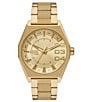 Color:Gold - Image 1 - Men's Scraper Three-Hand Gold-Tone Stainless Steel Bracelet Watch