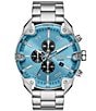 Color:Silver - Image 1 - Men's Spiked Chronograph Stainless Steel Bracelet Watch