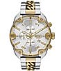 Color:Two Tone - Image 1 - Men's Spiked Chronograph Two-Tone Braided Stainless Steel Bracelet Watch