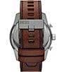 Color:Brown - Image 3 - Men's Split Chronograph Brown Leather Strap Watch