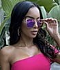 Color:Rose Gold/Pink - Image 2 - Becky Rose Gold Pink Polarized Cat Eye Sunglasses