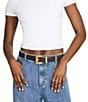 Dillard's 1.14#double; Feathered Edge Stitched Faux Leather Belt, Color:Espresso - Image 3