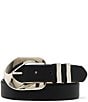 Dillard's 1.18#double; Feathered Edge Link Buckle Belt, Color:Black/Silver - Image 1