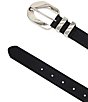 Dillard's 1.18#double; Feathered Edge Link Buckle Belt, Color:Black/Silver - Image 2