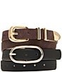 Dillard's 1.25#double; Nubuck & 1.18#double; Full Perforated Feathered Edge Saffiano 2 For 1 Belt Set, Color:Espresso - Image 1