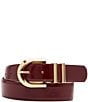 Dillard's 1.37#double; Beveled Round Buckle Glazed Belt, Color:Red - Image 1