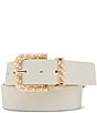 Dillard's 1.57#double; Pearl Overlay Buckle Smooth Belt, Color:Ivory - Image 1