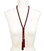 Dillard's Beaded Tassels Long Strand Y Necklace, Color:Red - Image 1