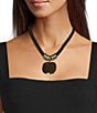 Dillard's Braided Jet Cord Polished Metal Square Short Pendant Necklace - Image 2