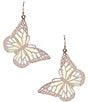Color:Gold/Multi - Image 1 - Butterfly Stamping Multi Color Drop Earrings