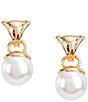 Dillard's Concaved Metal Pearl Drop Door Knocker Drop Earrings - Image 1