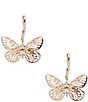 Color:Gold/Crystal - Image 1 - Crystal Butterfly Etching Drop Earrings
