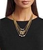 Dillard's Crystal Pave & Organic Metal Bead Multi Multi Strand Necklace - Image 2