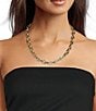 Dillard's Crystal Pave Frontal Short Oval Link Chain Collar Necklace - Image 2