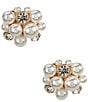 Dillard's Crystal Stone & Pearl Cluster Stud Earrings, Color:Gold/Crystal - Image 1