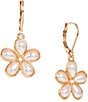 Dillard's Crystal Stone Pearl Flower Drop Earrings - Image 1