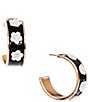 Dillard's Crystal Stone White Flower Enamel Hoop Earrings - Image 1