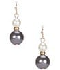 Color:Bali/Gold - Image 1 - Duo Pearl Drop Earrings