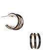 Dillard's Epoxy Triple Hoop Earrings, Color:Black/Gold - Image 1