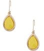 Color:Gold/Yellow - Image 1 - Faceted Yellow Epoxy Cab Teardrop Drop Earrings