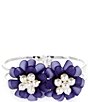 Dillard's Frosty Blue Flowers Statement Cuff Bracelet, Color:Blue/Silver - Image 2