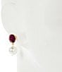 Dillard's Fuchsia Oval Stone Pearl Drop Earrings, Color:Gold/Fuchsia - Image 2
