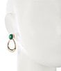 Dillard's Green Stone Open Teardrop Door Knocker Orbital Earrings, Color:Gold/Green - Image 2