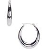 Color:Silver - Image 1 - Hollow Metal Oval Hoop Earrings