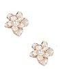 Dillard's Ivory Enamel Pearl Flower Clip Earrings, Color:Gold/Ivory - Image 1