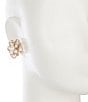 Dillard's Ivory Enamel Pearl Flower Clip Earrings, Color:Gold/Ivory - Image 2
