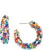 Color:Gold/Multi - Image 1 - Multi Color Seed Beaded Hoop Earrings