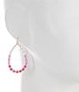 Color:Gold/Pink - Image 2 - Multi Pink Bead Teardrop Drop Earrings