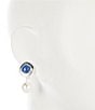 Color:Silver/Navy - Image 2 - Organic Cab Pearl Clip On Drop Earrings