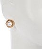 Dillard's Pearl Cab Rope Metal Edge Clip Stud Earrings, Color:Gold/Pearl - Image 2