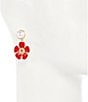 Dillard's Pearl Cab Stud Red Enamel Flower Drop Earrings - Image 2
