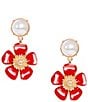 Dillard's Pearl Cabochon Enamel Flower Drop Earrings - Image 1