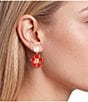 Dillard's Pearl Cabochon Enamel Flower Drop Earrings - Image 2
