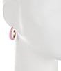 Color:Gold/Pink - Image 2 - Pink Enamel Medium Metal Hoop Earrings