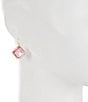 Color:Gold/Pink - Image 2 - Pink Resin Stone Square Metal Drop Earrings