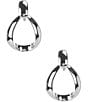 Dillard's Polished Metal Doorknocker Sculpted Orbital Drop Clip-On Earrings, Color:Silver - Image 1
