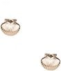 Color:Pearl/Gold - Image 1 - Sealife Scallop Stud Earrings