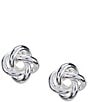 Color:Silver - Image 1 - Small Wire Knot Stud Earrings