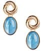 Dillard's Swirl Open Metal Blue Shell Epoxy Oval Drop Earrings - Image 1