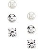 Color:Silver/Pearl/Crystal - Image 1 - Tailored Trio Stud Sensitive Earring Set