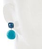 Dillard's Teal Double Statement Drop Earrings, Color:Blue/Gold - Image 2