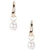 Dillard's Threader Small C Hoop Pearl Drop Earrings, Color:Gold/Pearl - Image 1