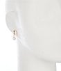 Dillard's Threader Small C Hoop Pearl Drop Earrings, Color:Gold/Pearl - Image 2